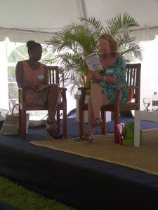 Amanda Reading on Stage at the Anguilla Lit Fest with Rita Celestine-Carty - Ideation to Publication Session